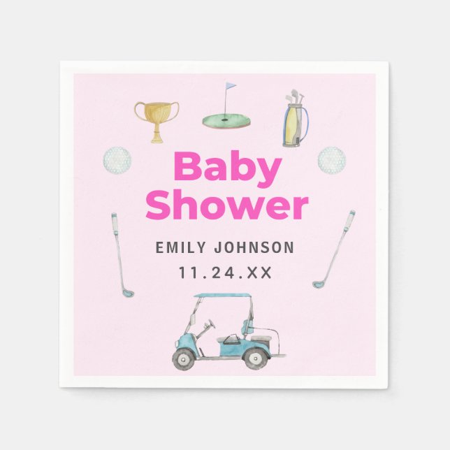 Golf Girl Baby Shower Napkins (Front)