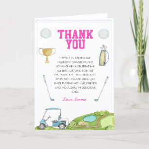 Golf Girl Birthday Party Letterpress Thank You Card