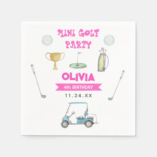 Golf Girl Birthday Party Napkins (Front)