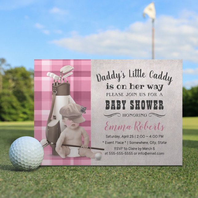 Golf Girl Future Golfer Cute Caddy Baby Shower Invitation (Creator Uploaded)