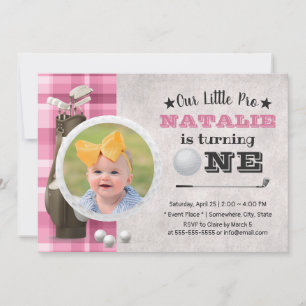 Golf Girl Future Golfer Cute Photo 1st Birthday Invitation