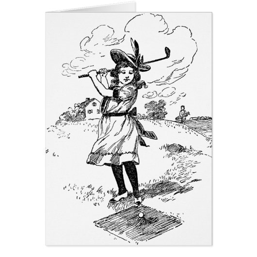 Golf Girl Golfing Vintage Art (Front)