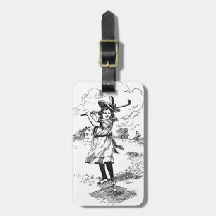 Golf Girl Golfing Vintage Art Luggage Tag