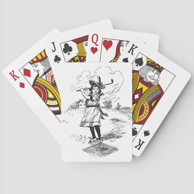Golf Girl Golfing Vintage Art Poker Cards (Back)