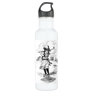 Golf Girl Golfing Vintage Art Water Bottle