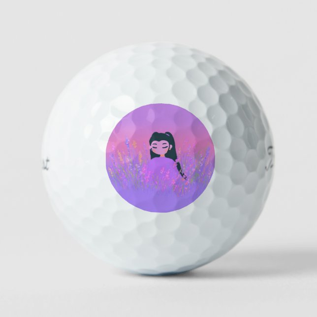 Golf Girl Lavender Daydream Golf Balls (Front)