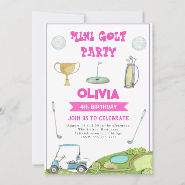 Golf Girls Birthday Party Invitation (Front)