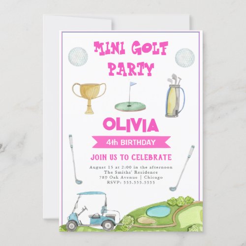 Golf Girls Birthday Party Invitation