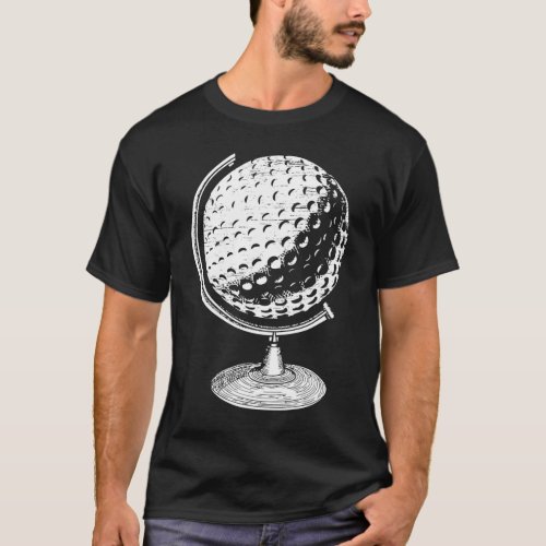 Golf Globe Golf Ball Globe In A Stand Golfer T_Shirt