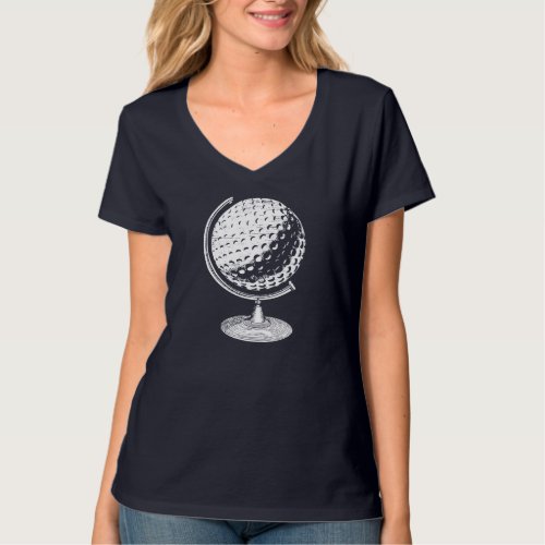 Golf Globe Golf Ball Globe In A Stand Golfer T_Shirt