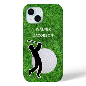 Golf - Golf Ball and Player Silhouette iPhone 15 Case
