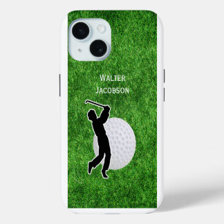 Golf - Golf Ball and Player Silhouette iPhone 15 Case