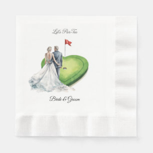 Golf golf flag on heart shape for wedding napkins