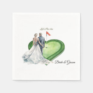 Golf golf flag on heart shape for wedding napkins