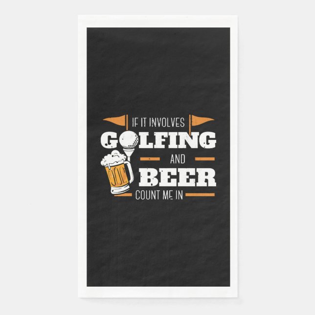 Golf Golfer Beer Drinking Golf Course Paper Guest Towels (Front)