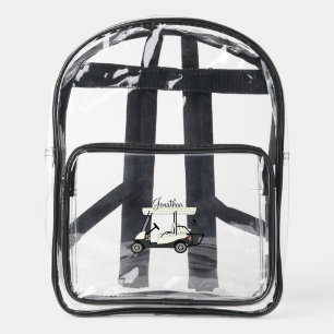 Golf Golfer Cart Clear Backpack Crossbody Tote Bag