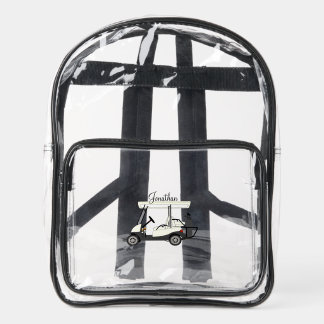 Golf Golfer Cart Clear Backpack Crossbody Tote Bag