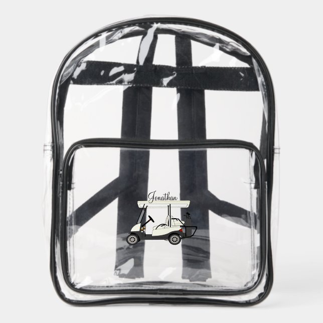 Golf Golfer Cart Clear Backpack Crossbody Tote Bag (Front)