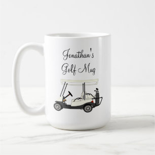 Golf Golfer Cart Personalized Coffee Beer Cup Mug