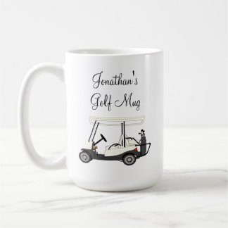 Golf Golfer Cart Personalized Coffee Beer Cup Mug