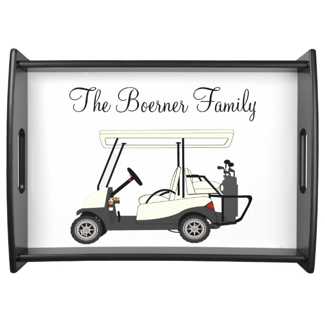 Golf Golfer Cart Personalized Serving Tray (Front)