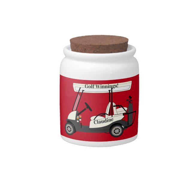 Golf Golfer Cart Winnings Cash Tiny Candy Jar (Front)