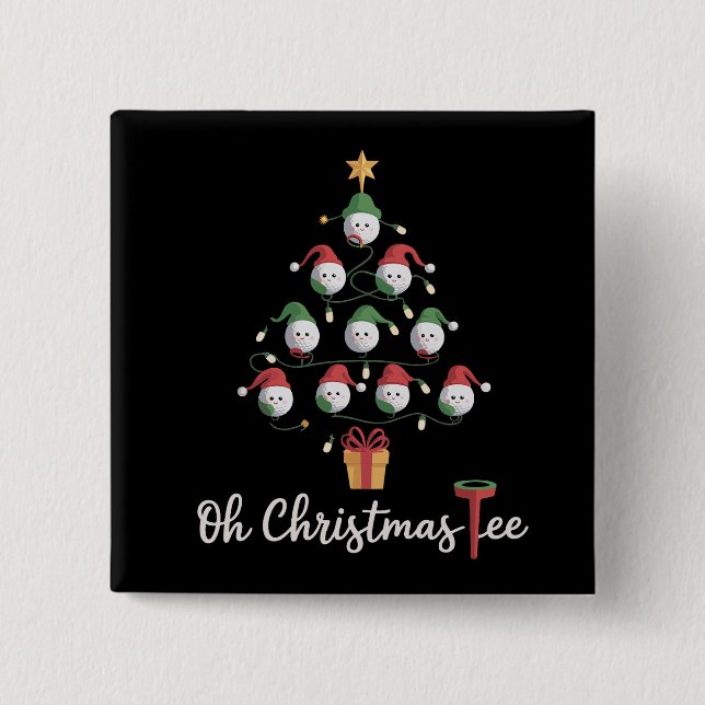 Golf Golfer Funny Golfing Oh Christmas Tee Button (Front)