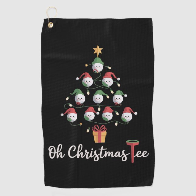Golf Golfer Funny Golfing Oh Christmas Tee Golf Towel (Front)