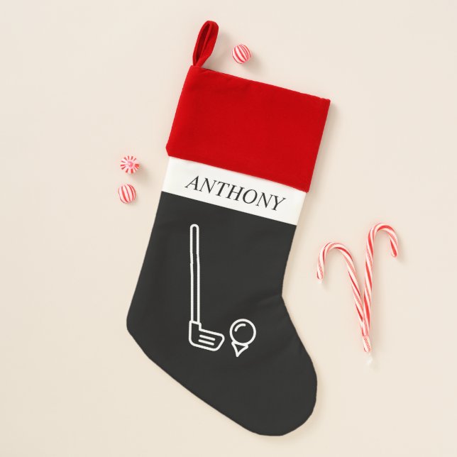 Golf Golfer Games Sports Red Green Ball Christmas Stocking (Front)