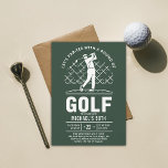 Golf Golfer Golfing Elegant Modern 50th Birthday Invitation<br><div class="desc">50th birthday ideas for men: a golf themed 50th birthday party invitation for him, featuring an illustration of a golfer in the middle of a golf swing, on a golf course stylized background. A modern, elegant 50th birthday party invitation for your husband, boyfriend, partner, uncle etc. who loves golfing and...</div>