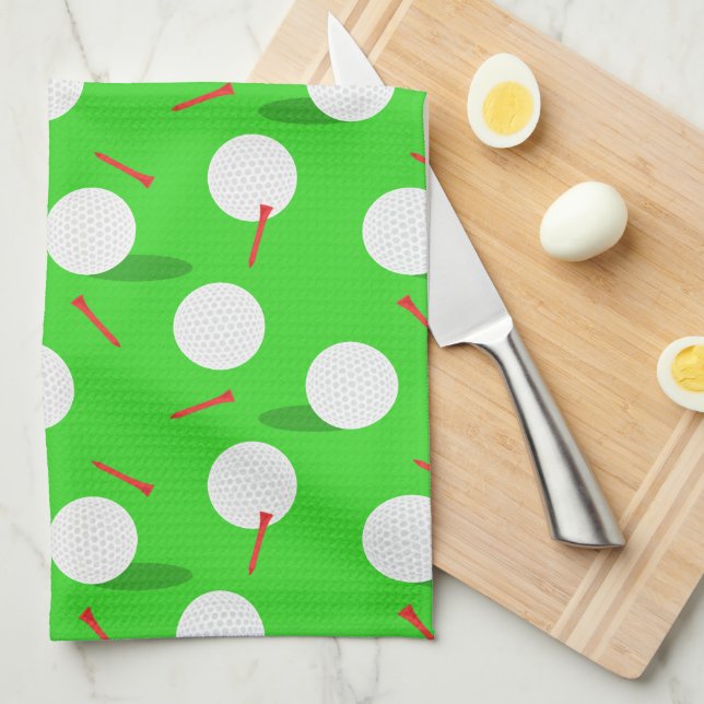Golf Golfer Golfing, Fun Golf Balls and Tees Kitchen Towel (Quarter Fold)