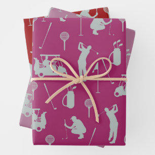 Golf Golfer Golfing Golf Cart and Bag  Wrapping Paper Sheets