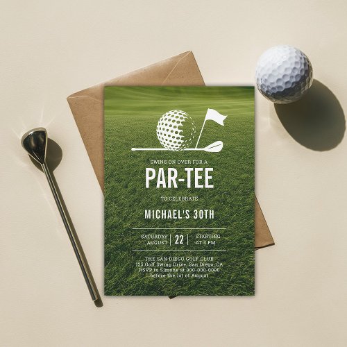 Golf Golfer Golfing Minimalist Men 30th Birthday Invitation