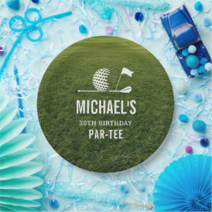 Golf Golfer Golfing Minimalist Men 30th Birthday Paper Plates