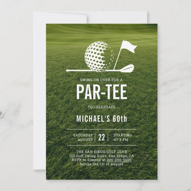 Golf Golfer Golfing Minimalist Men 60th Birthday  Invitation (Front)