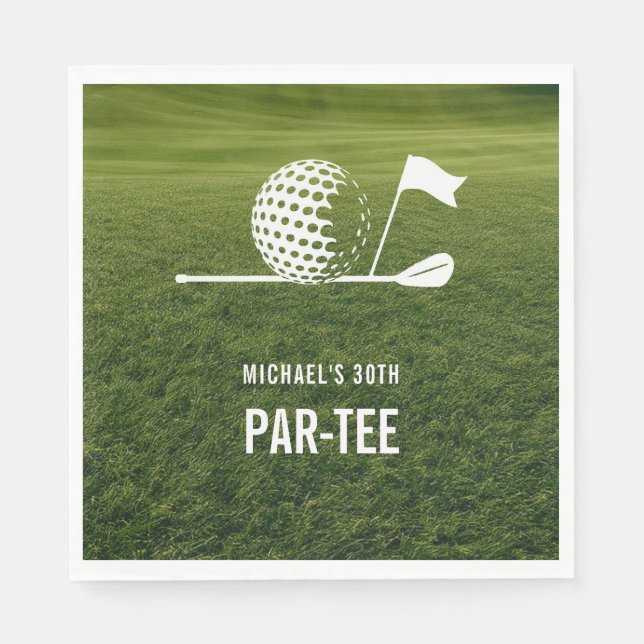 Golf Golfer Golfing Minimalist Men Birthday Napkins (Front)