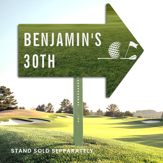 Golf Golfer Golfing Minimalist Men Birthday Party Sign (men birthday party sign golf golfer golfing theme ball driver modern minimal personalized)