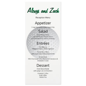 Golf Golfer Sports Lover Tee Time Reception Menu
