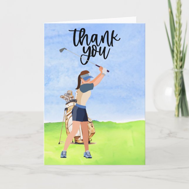 Golf Golfer Thank you card for woman golfer (Front)