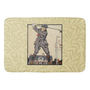 Golf Golfer Vintage Antique Golfing Bath Mat