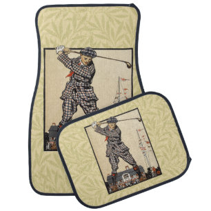 Golf Golfer Vintage Antique Golfing Car Floor Mat