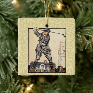 Golf Golfer Vintage Antique Golfing Ceramic Ornament