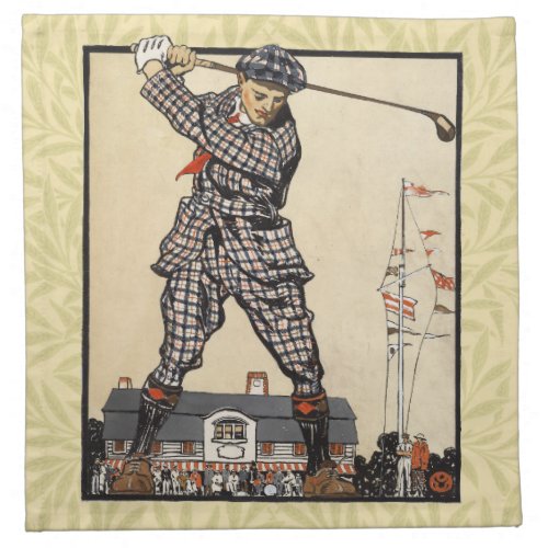 Golf Golfer Vintage Antique Golfing Cloth Napkin