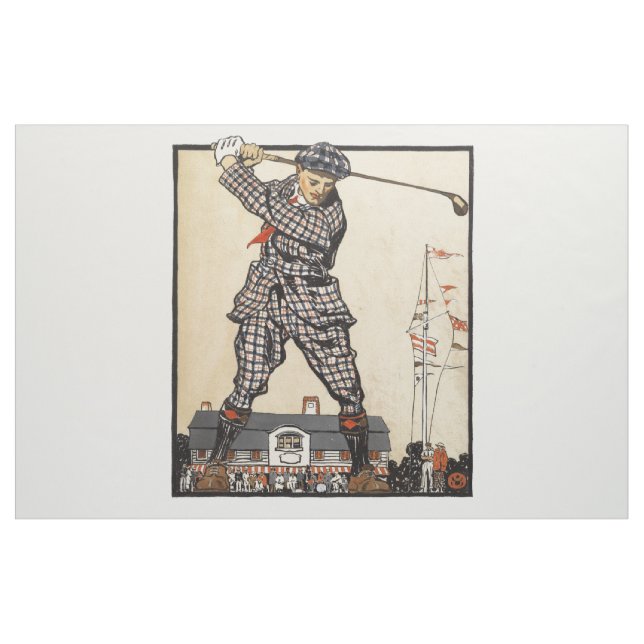 Golf Golfer Vintage Antique Golfing Fabric (Yard)