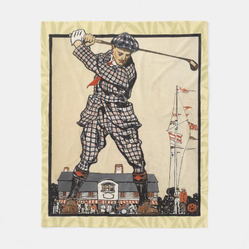 Golf Golfer Vintage Antique Golfing Fleece Blanket