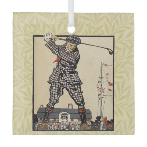 Golf Golfer Vintage Antique Golfing Glass Ornament