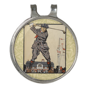 Golf Golfer Vintage Antique Golfing Golf Hat Clip