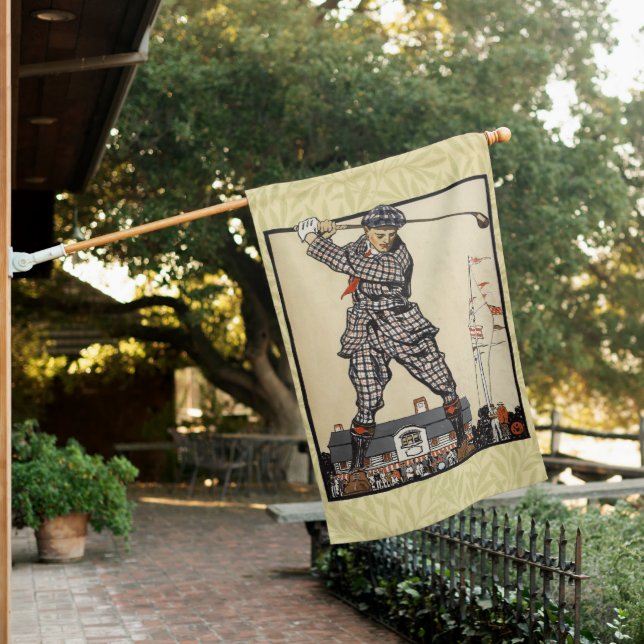 Golf Golfer Vintage Antique Golfing House Flag (In SItu)