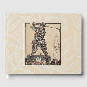 Golf Golfer Vintage Antique Golfing illustration Guest Book