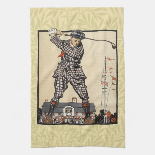 Golf Golfer Vintage Antique Golfing Kitchen Towel
